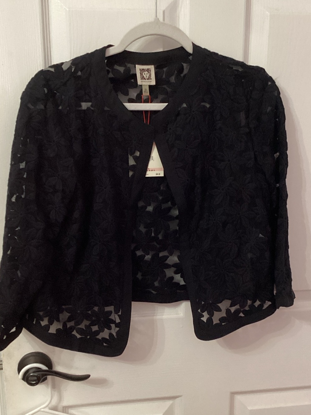 Black Floral Lace Open-Front Blazer Jacket